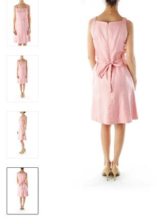 Шелковое нюдовое розовое платье под поясок ann taylor3 фото