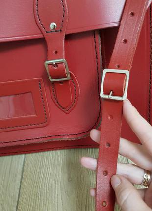 Кожаная сумка портфель, сумка почтальон, сумка cambridge satchel, стильная сумка, сумка кросбоді, шкіряна сумка через плече