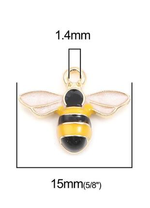 3d підвіска бджола цинковий сплав колір золото емаль чорна біла жовта 15 мм x 12 мм2 фото