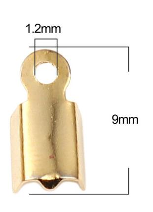 Затиск-кінцевик для намиста, підвіски, нержавіюча сталь, колір: золото, (для шнура 3.5 mm) 9 мм х 5 мм2 фото