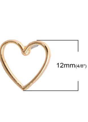 Основа для сережок finding серце гвоздик золотистий 12 мм х 12 мм ціна за 1 штуку2 фото