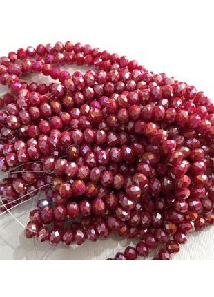 Бусина рондель finding cтекло гранёнка хрусталь красный матовый с переливом 8 мм