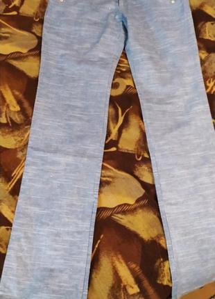Голубые брюки-джинсы gk с блестками1 фото
