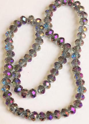 Намистини скляні finding рондель граненка фіолетово-золотистий перелив 8 мм