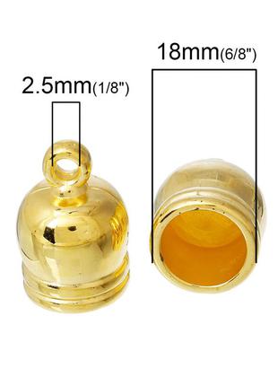 Кінцевик, бочка, колір: золото 18.0 мм x 12.0 мм, для шнура 9.0 mm