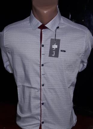 Рубашка мужская paul smith vd-0038 белая приталенная в принт с длинным рукавом трансформер турция xxl2 фото