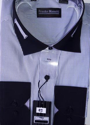 Рубашка мужская franco manuti vd-0043 классическая в полоску комбинированная с длинным рукавом