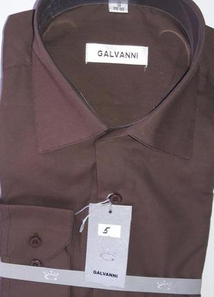 Рубашка мужская galvanni vd-0005 коричневая однотонная классическая с длинным рукавом