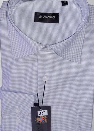 Рубашка мужская enrico vd-0025 серая в мелкую клетку классическая с длинным рукавом 39