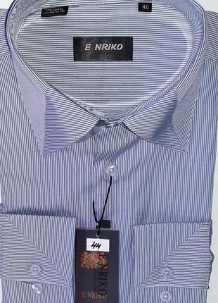 Рубашка мужская enrico vd-0044 светло-серая в полоску классическая с длинным рукавом1 фото