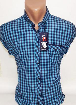 Рубашка мужская клетчатая приталенная x port vd-0005 турция с длинным рукавом, стильная, молодежная