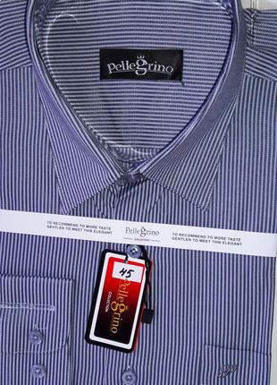 Рубашка мужская pellegrino vd-0045 серо-белая в полоску классическая с длинным рукавом