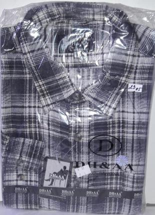 Мужская байковая рубашка vd-0023 в клетку с длинным рукавом1 фото