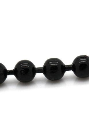 Ланцюжок з кульок, металевий сплав(без кадмію), колір: чорний, 2мм