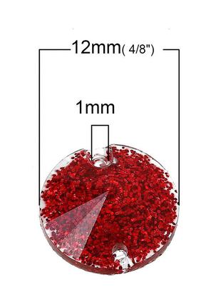 Страза для шитья, смола, круглая, переливчатый красный блеск, шлифованные, 12 мм