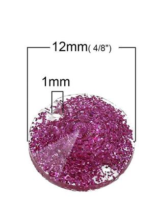 Страза для шиття, смола, кругла, переливчастий темно-рожевий блиск, шліфовані, 12 мм