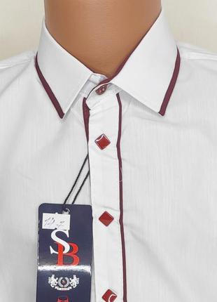 Рубашка детская с коротким рукавом sinyor besni dk-0014 белая  приталенная однотонная турция для мальчиков2 фото