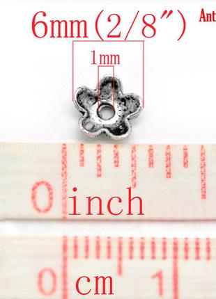 Шапочки для намистин finding обіймачі для намистин квітка античне срібло 6 мм х 6 мм 250282 фото