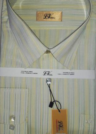 Рубашка мужская lviktor vd-0073 салатовая в полоску классическая с длинным рукавом