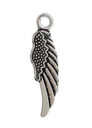 Підвіска крило ангела, цинковий сплав, античне срібло, 31 мм x 9 мм