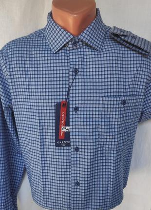 Рубашка мужская кашемир ovento vd-0117 классическая голубая в клетку с длинным рукавом турция