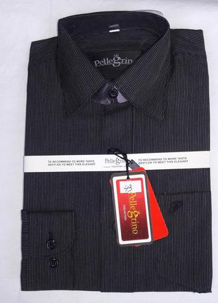 Рубашка детская с длинным рукавом dd-0043 pellegrino чёрная классическая в полоску для школьников