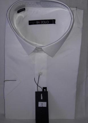 Рубашка мужская vk-0003 bazzolo молочная приталенная однотонная с коротким рукавом1 фото