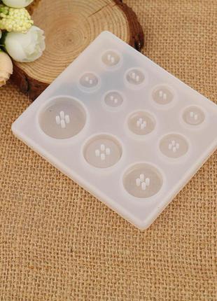 Форма для епоксидної смоли finding молд круглі гудзики білий силікон 89 мм x 78 мм х 6.5 мм