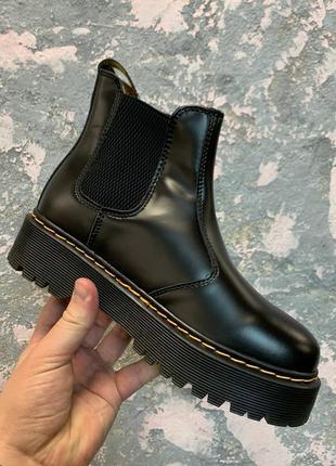 Зимові черевики челсі dr. martens chelsea black fur (хутро)