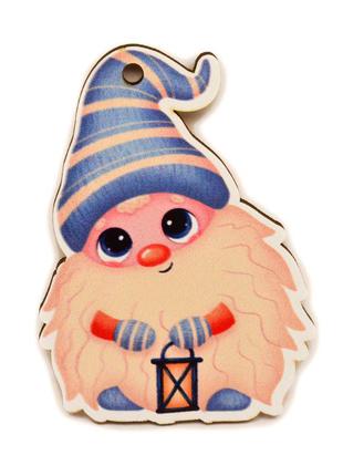 Цветная красивая елочная игрушка "гномик" серия cute type деревянные новогодние украшения на елку ёлку