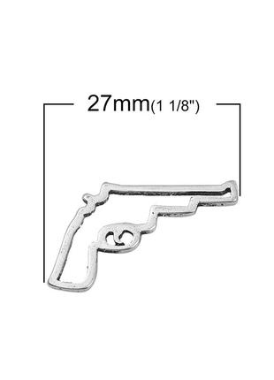 Кабошон, коннектор, подвеска, пистолет, цинковый сплав, серебряный тон, 27 мм x 16 мм2 фото