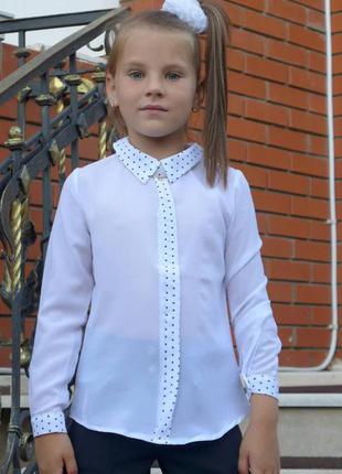 Шкільна блузка "планка-довгий рукав для дівчинки, р-ри 30-40