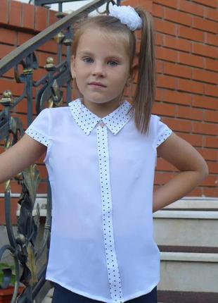 Шкільна блузка "планка-короткий рукав для дівчинки, р-ри 30-40
