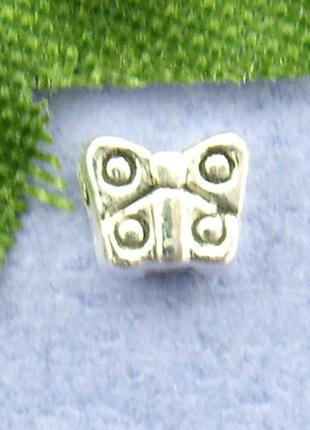 Бусина " бабочка ", 3 мм x 4 мм, античное серебро, цинковый сплав