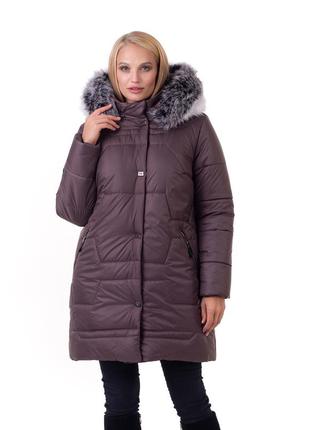 Женский пуховик с мехом батал, размеры 48 - 66