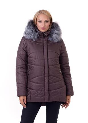 Женский пуховик с мехом батал, размеры 48 - 62