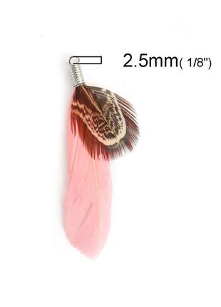 Подвеска перо, натуральное перо, цвет: арбузно-красный, 7 см - 6 см