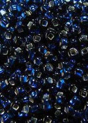 Бисер, № 489 / 67100, размер №10, цвет: тёмно-синий, блестящий с квадратной серединкой, 5 грамм