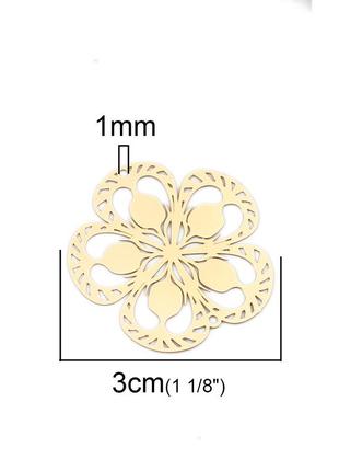 Коннектор цветок круглый, кс-золото, круглая, соединитель, ажурная резьба, 30 мм x 29 мм2 фото