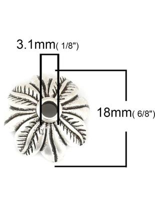 Шапочки для бусин, цинковый сплав, листья, античное серебро, (для 18 мм бусины), 18 мм х 18 мм2 фото