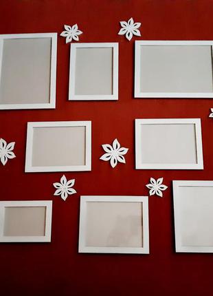 Композиция коллаж-декор стен 140х80 см фоторамки с декором 13 фоторамок.