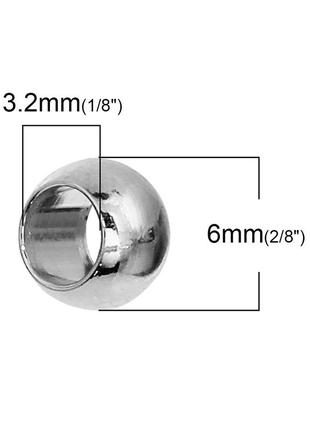 Бусина гладкая нержавеющая сталь cфера цвет металл 6 мм диаметр 3.2 мм2 фото