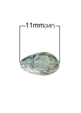 Бусина finding листок зелёный стекло 11 mm x 6 mm - 11 mm x 7 mm отверстие 0.8 мм