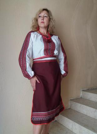 Блузка жіноча , біла , поплін вишивка "алатир"5 фото