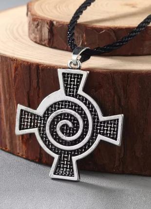 ➕🔆 кулон-амулет в кельтском стиле "крест со спиралью" на шнурке