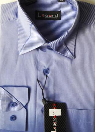 Рубашка детская с длинным рукавом dd-0005 lagard синяя классическая в полоску для школьников