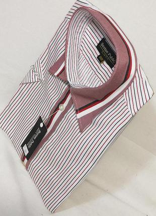 Рубашка мужская boston publik vk-0003 белая в полоску классическая с коротким рукавом3 фото