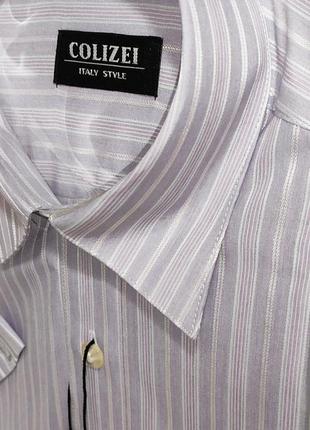 Рубашка мужская colizei vk-0007 меланж в полоску классическая с коротким рукавом3 фото