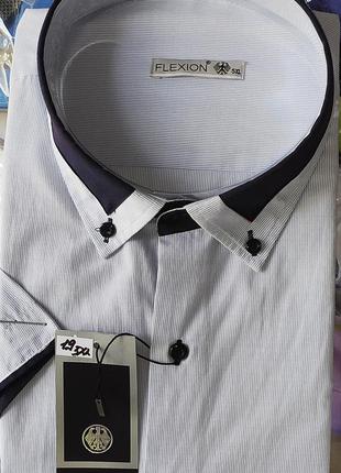 Рубашка мужская flexion vk-0019 белая в полоску классическая турция с коротким рукавом 5xl