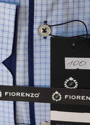 Рубашка мужская батальная классическая в клетку fiorenzo vd-0100 голубая с длинным рукавом турция5 фото